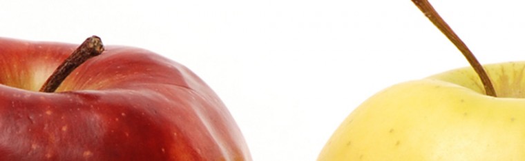 twee appels in verschillende kleuren