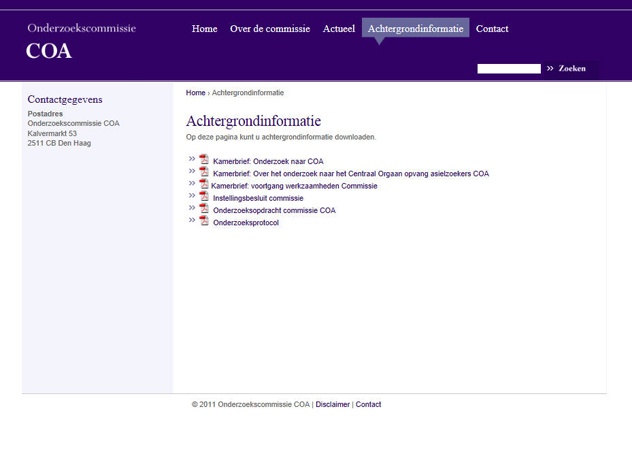 Achtergrondinformatie onderzoekscommissie COA