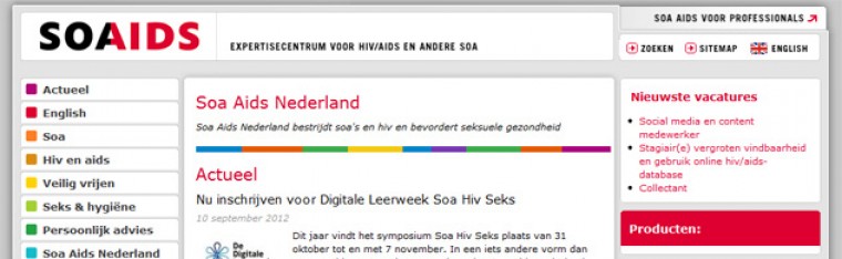 homepage van www.soaaids.nl