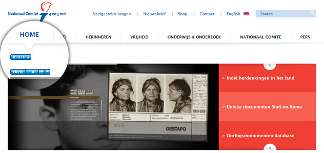 Een website in de Xsite WYSIWYG omgeving