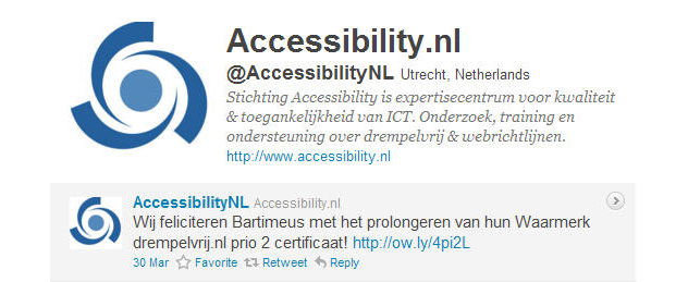 Accessibility feliciteert Bartiméus